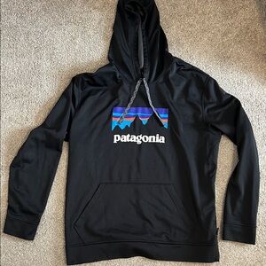 Patagonia Black Hoodie with Colorful Logo